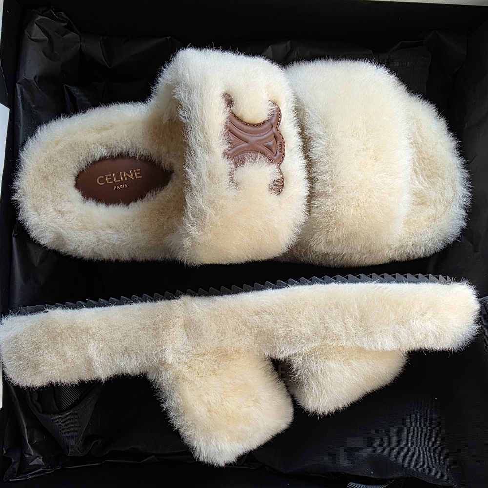 Celine Shearling Slippers- Brand New